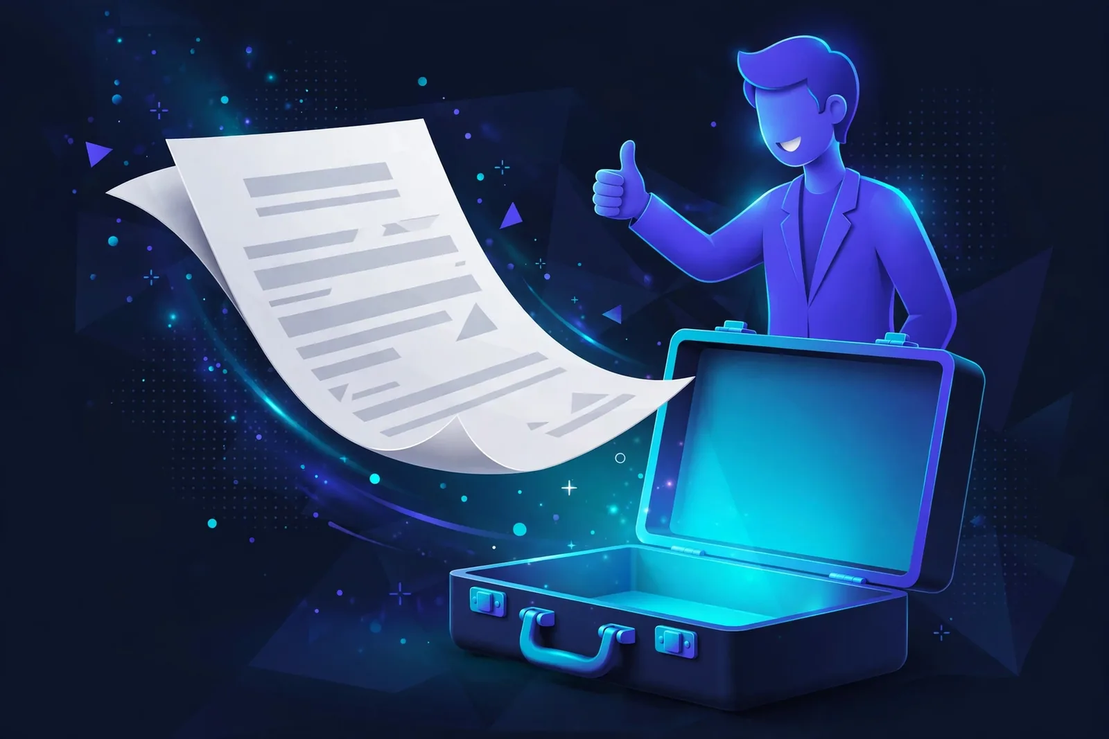 Illustration of an ATS-friendly resume layout with a single clean column and standard headings, with a rejected fancy template shown beside it