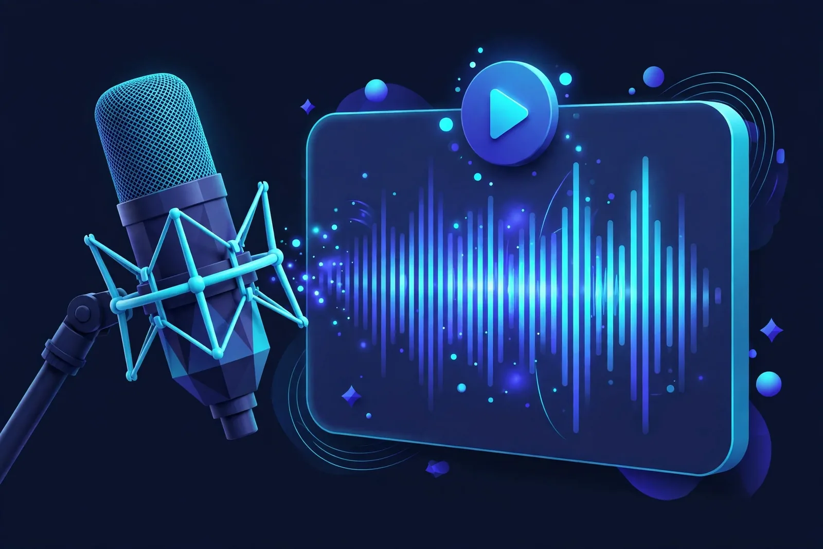 Close-up illustration of an organic human-like sound wave morphing into a structured studio timeline